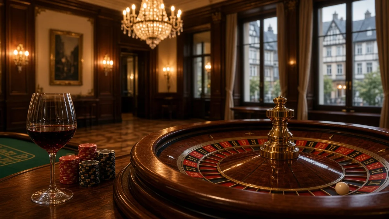 Elegantes Casino-Interieur mit Roulette-Tisch und Spielchips